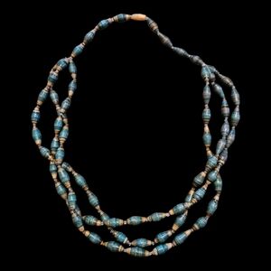 Elegant Blue Paper Beaded Necklace